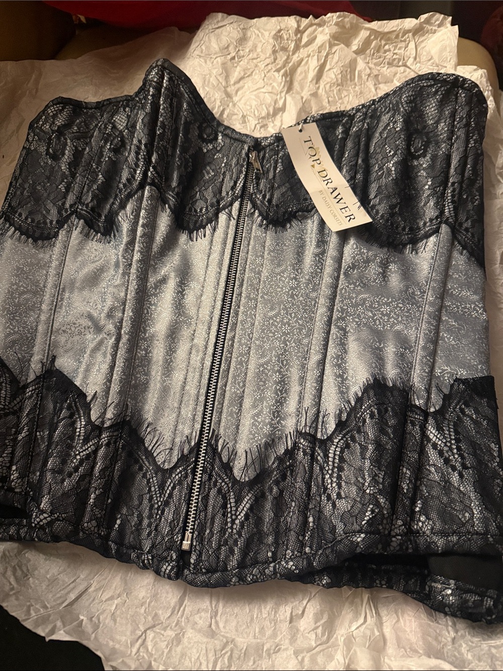 BlueBlack Lace-Trim Corset Bustier